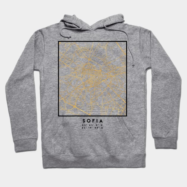 SOFIA BULGARIA CITY STREET MAP ART Hoodie by deificusArt